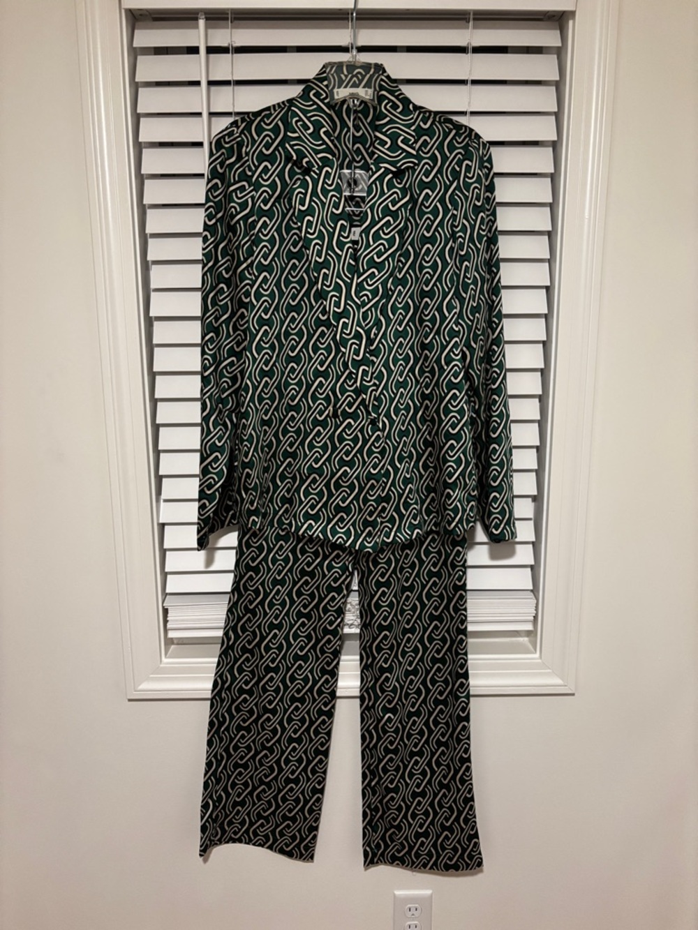 Mango Green “Chain” Print pantsuit